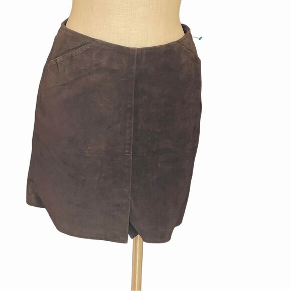 Stylish Vintage Chocolate Brown Leather Mini Skirt - Picture 1 of 3